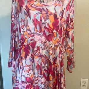 intro. Pink, Orange & White Abstract Floral Tunic
